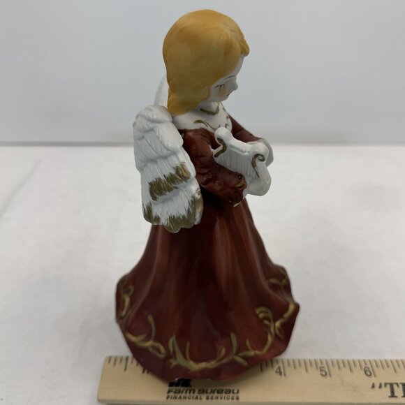 Vintage Bisque Angel Musical Figurine 7" Harp Taiwan Hark The Herald Angels Sing - Picture 13 of 16